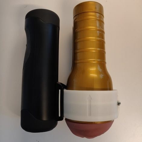 Handy holding gold regular size fleshlight using thingiverse mount