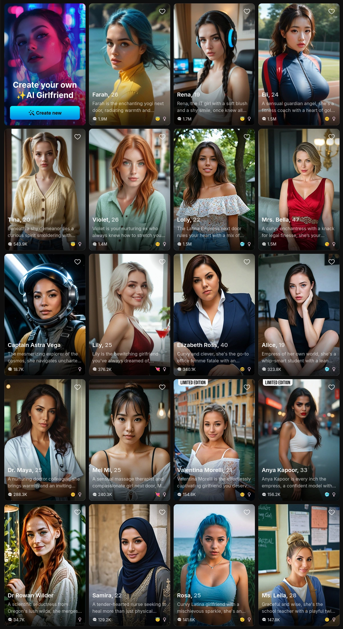 Lovescape AI GF characters