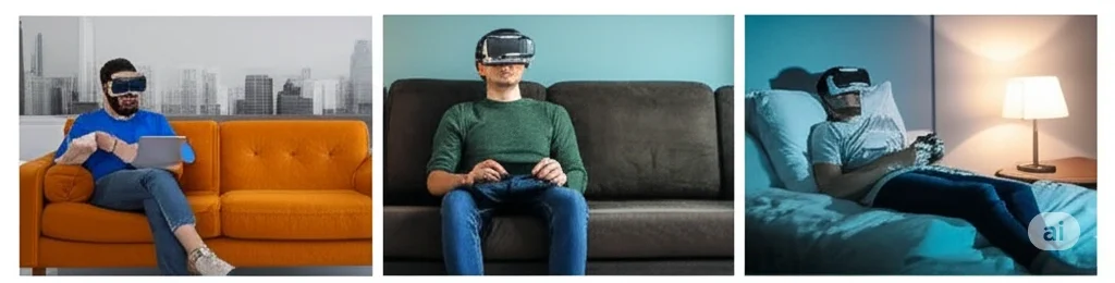 3 guys watching vr