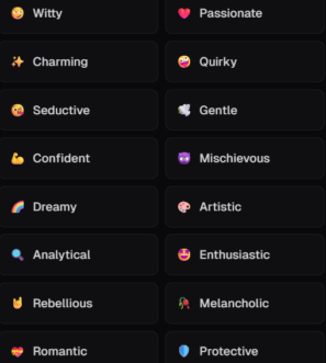 Screenshot 2of Ourdream.AI's list of different types of male personalities.