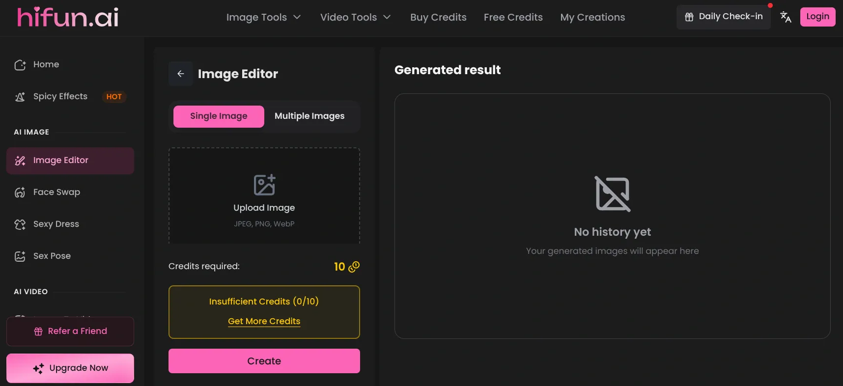 hi fun AI image undressing tool with one free attempt
