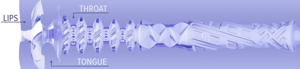 Updated Thrust new purple sleeve design for oral with tongue texture and realistic uvula