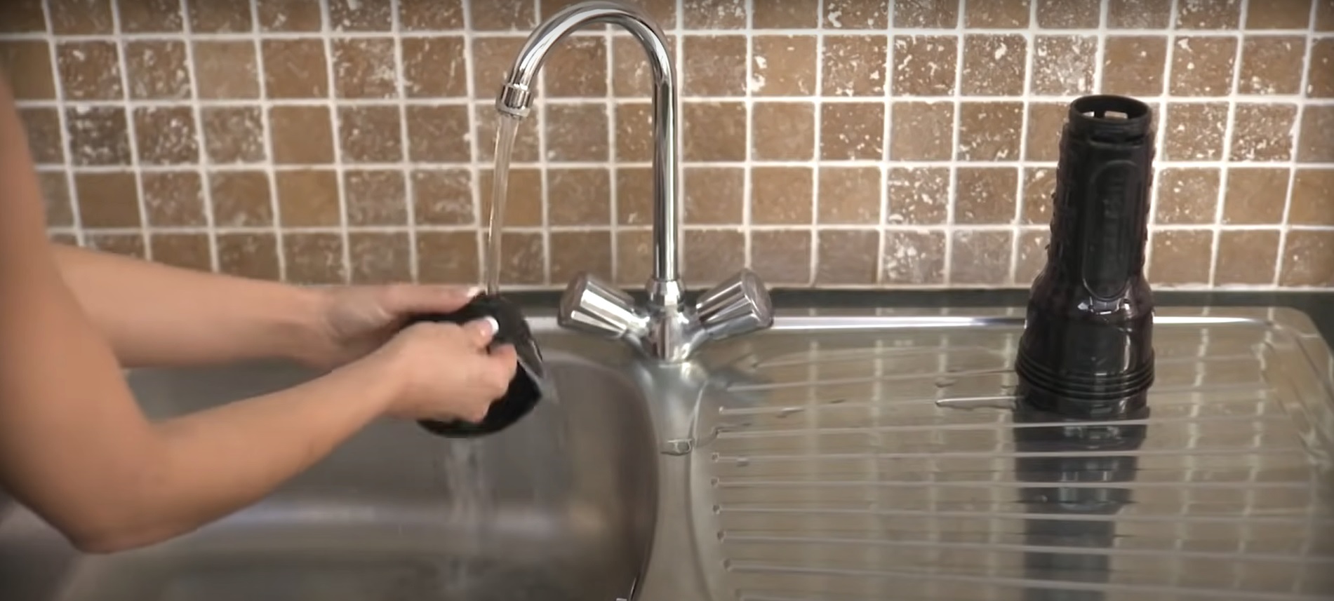 1. rinse case under tap with soap
