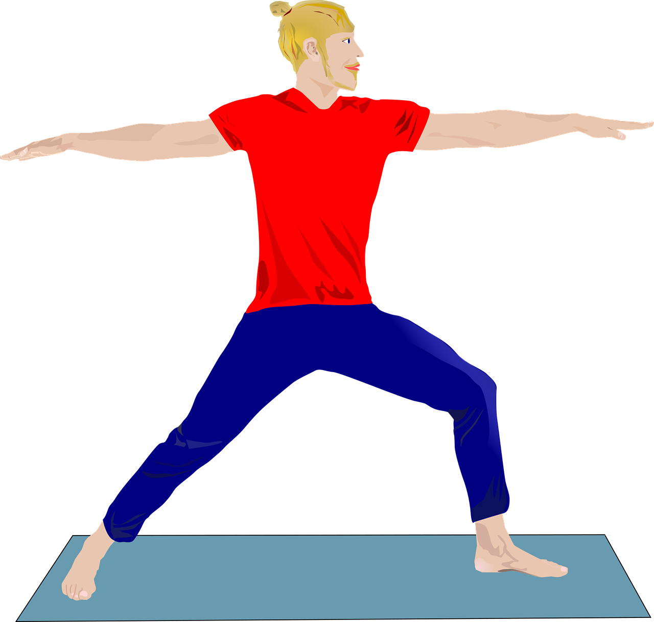 Man Yoga Warrior lunge pose
