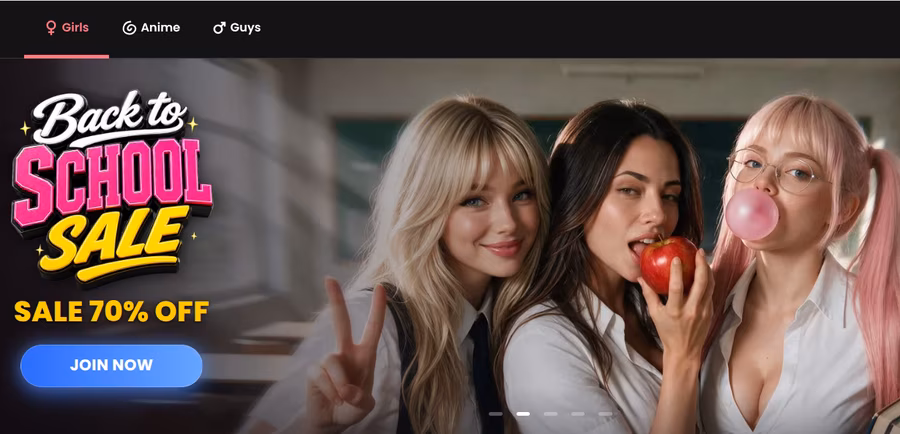 latest candy.ai screenshot of homepage September 16 2026