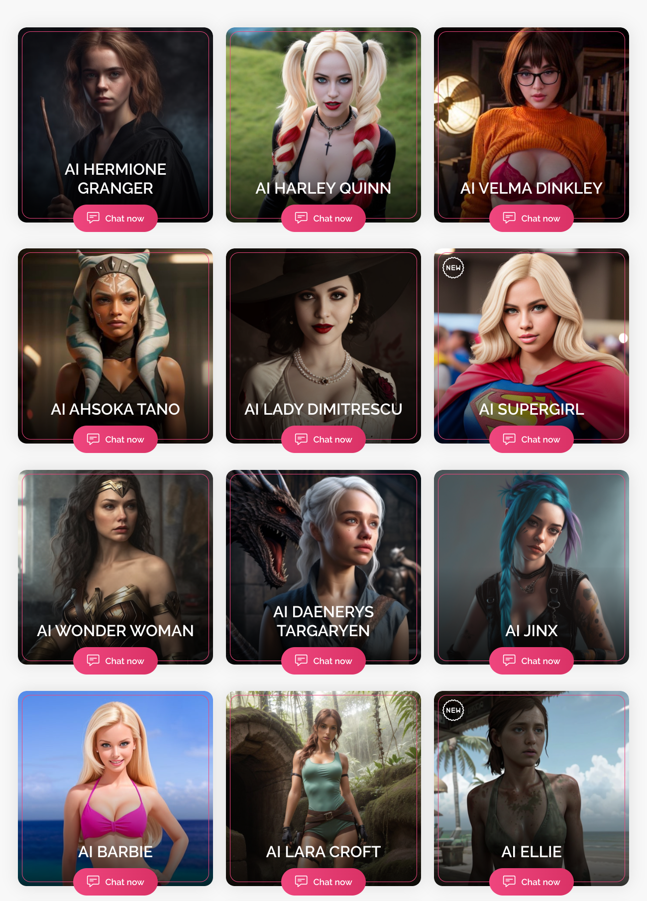 DreamGF AI's fictional characters