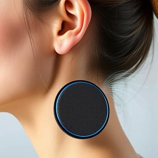 Bluetooth speaker near doll's head, symbolizing AI voice sync.