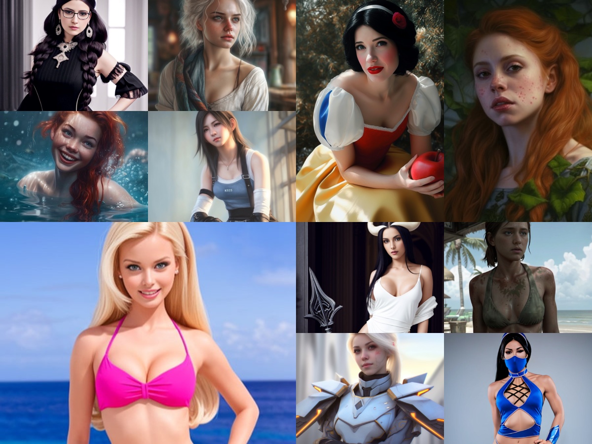 collage of dreamGF AI characters