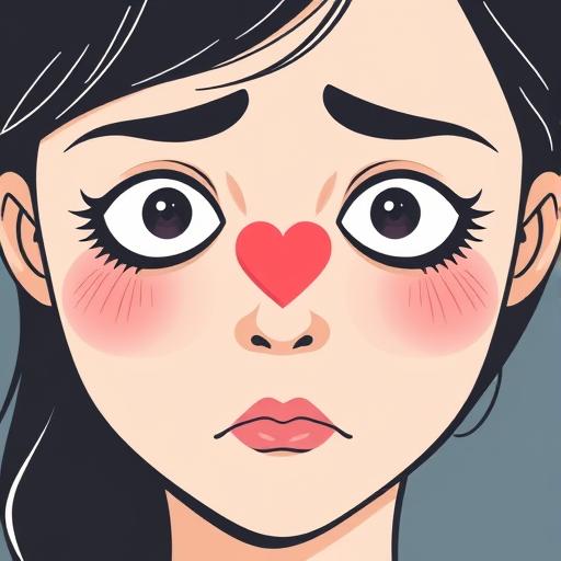 Graphic of a jealous-looking face with a heart