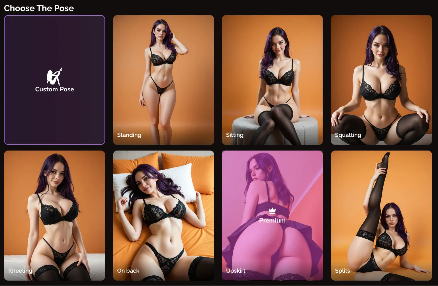 choose a pose on eroplay.ai video gen