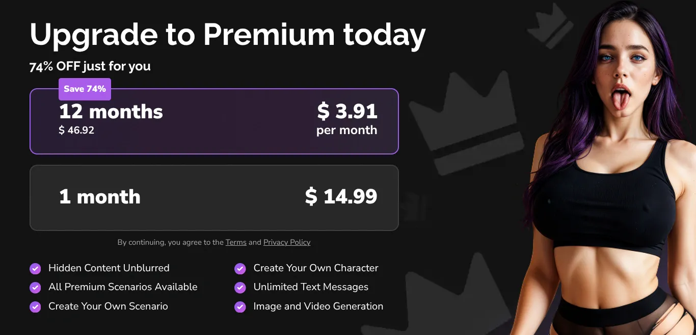 eroplay.ai 2 pricing tiers