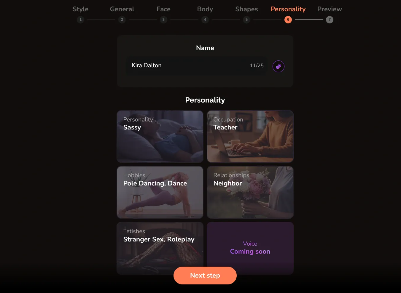 eroplay.ai custom personality choices 2