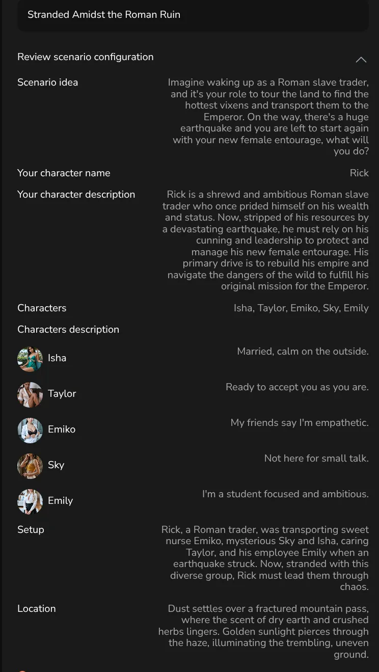 summary of one scenario created in riman times eroplay.ai