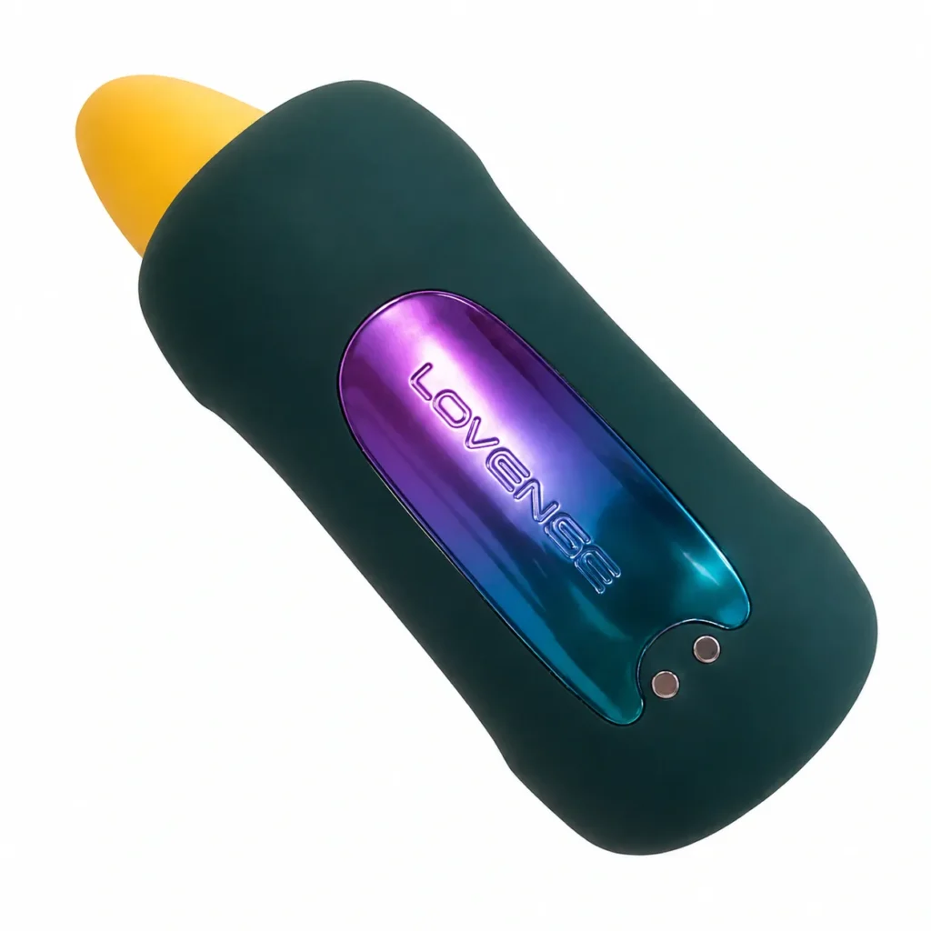 LOVENSE gush 2 motion holding yellow cucumber