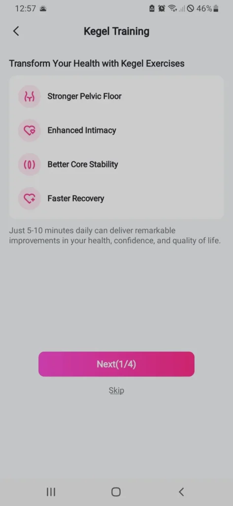 Kegel training on Lovense remote app