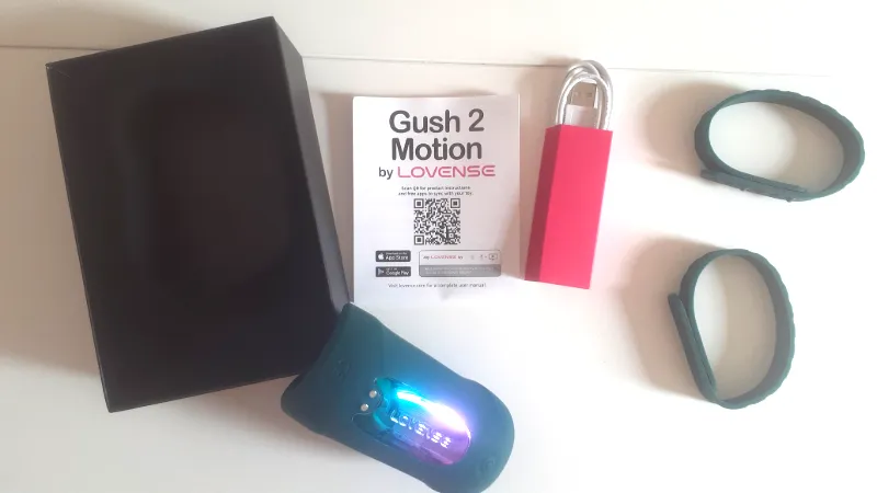 All of the Lovense Gush 2 Motion bits and bobs out of the box.