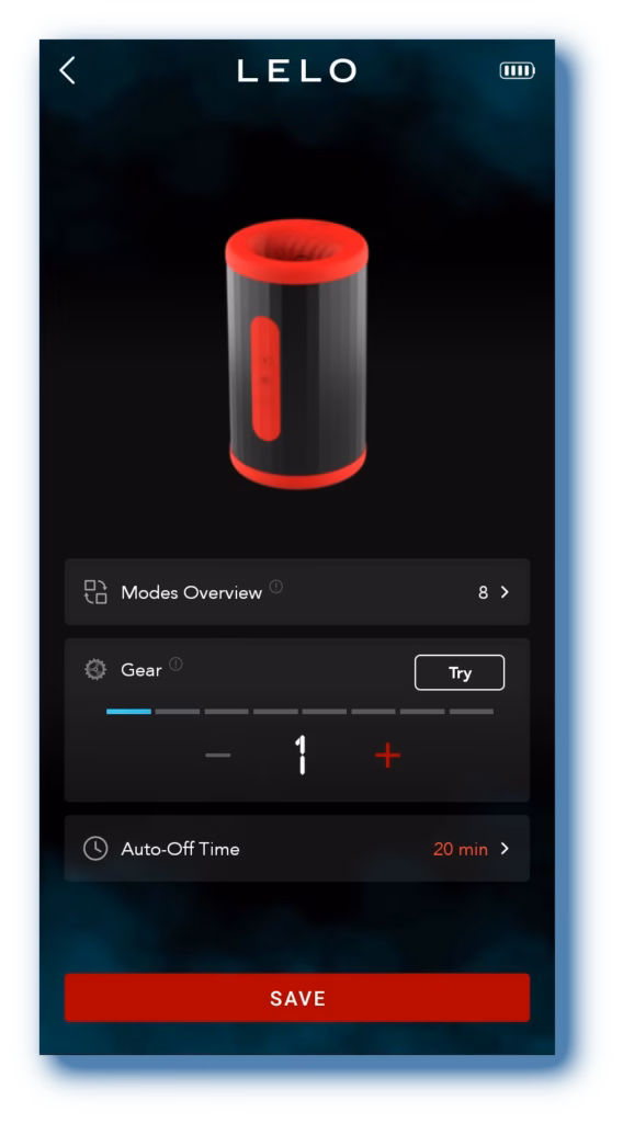 lelo app f2s double sonic settings page screenshot where you create your own patterns and save them