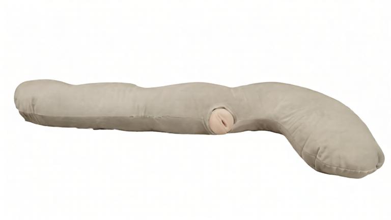 dakimakura onahole pillow with onahole inserted and attached by velcro in full with background removed and made white